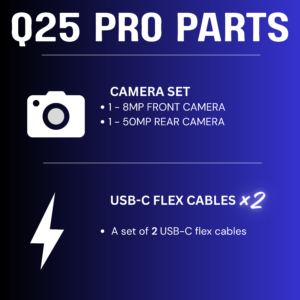 q25 pro parts bundle – replacement front camera, rear camera & usb c flex cables (2 pack)